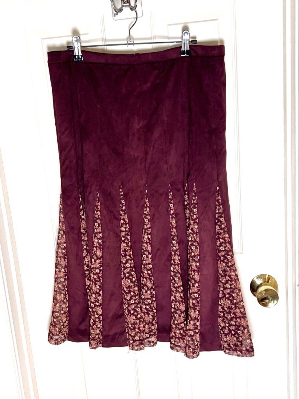 NY&Co. Mixed Media Patchwork Midi Trumpet Skirt Size 10 Renfaire Boho Witchy